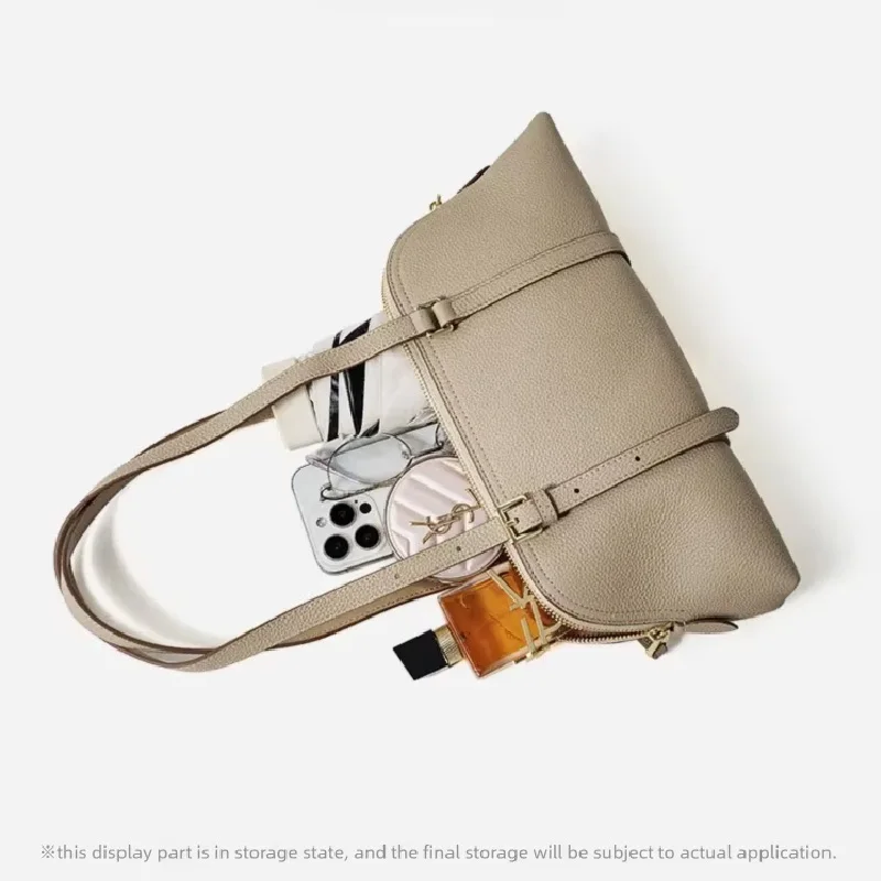 Genuine Top Grain Leather Women Shoulder Bag Retro Underarm Bag Adjustable Strap Double Zipper Cowhide Handbag Ladies Purse