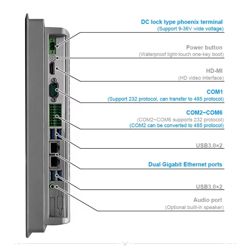 Full Aluminum Fanless 15 Inch Pcap Touch Screen Production Control All In One X86 Industrial Panel Pc 24v