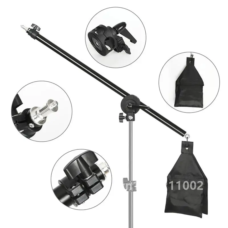 Photography 2M Tripod 2-in-1 Light Stand with 1.4M Boom Arm And Empty Sandbag For Photo Studio Supporting Softbox Ring Light