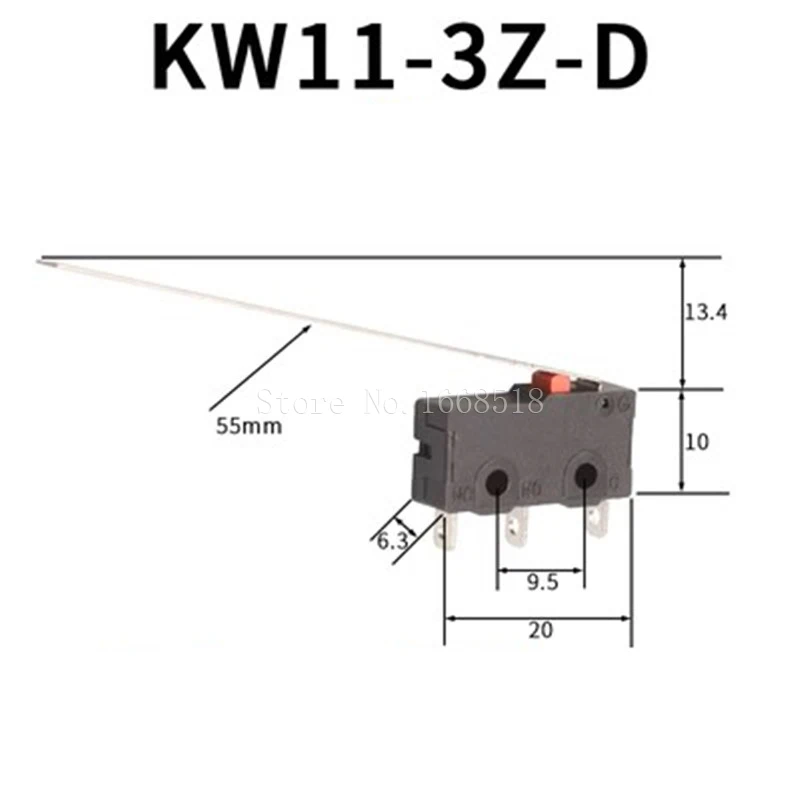 10 szt. Mikro przełącznik 2/3Pin NO/NC Mini wyłącznik krańcowy 5A 250VAC KW11-3Z mikroprzełączniki typu Snap Action