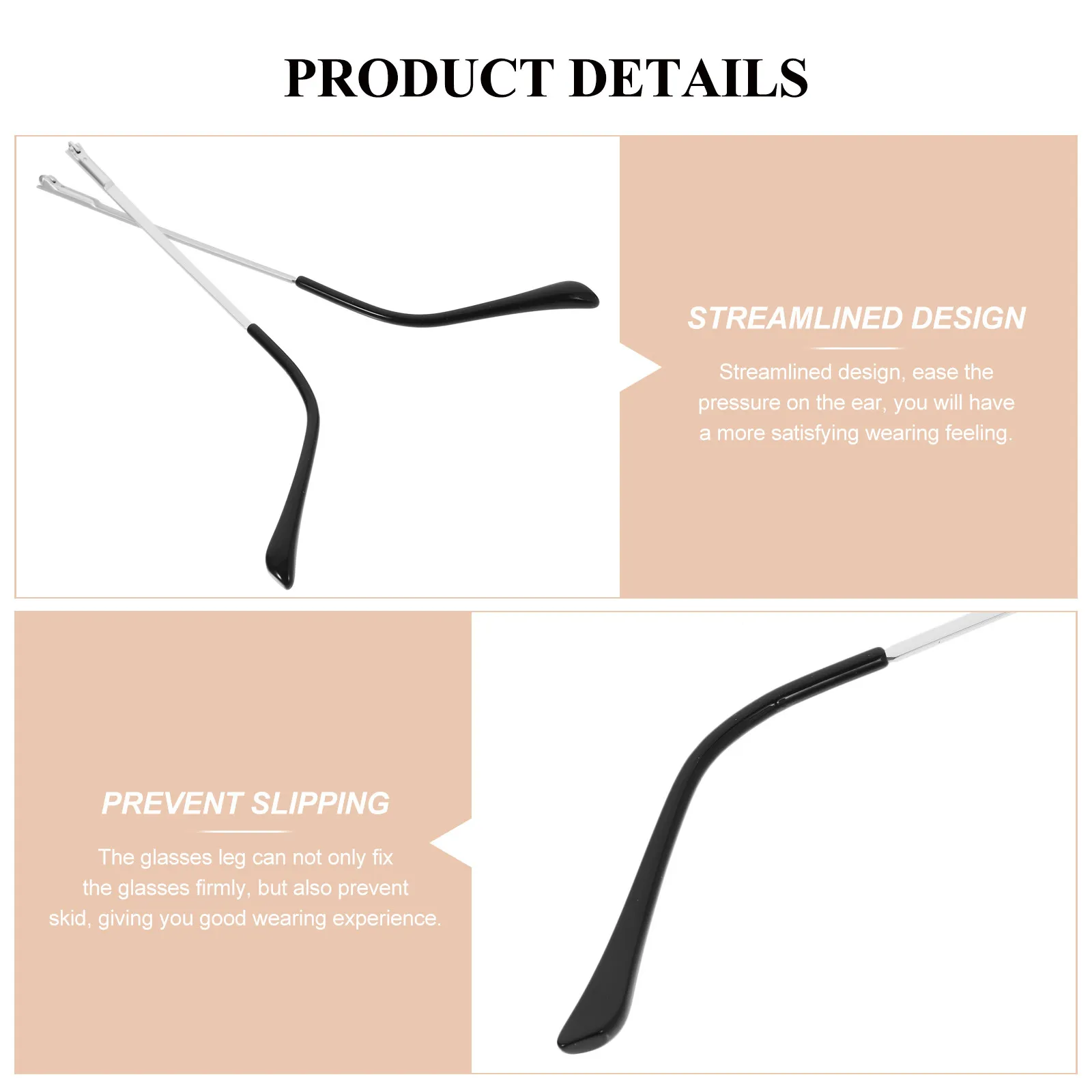 1Pair Glasses Arm Replacement Metal Universal Glasses Temples Eyeglasses Repair Kit Sturdy Frame Eyeglasses Repair Kit