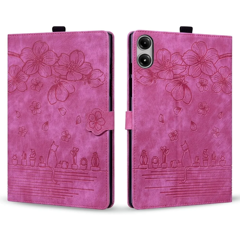Case for Xiaomi Poco Pad M1 12.1 inch 2025 Cute Cartoon Embossed Folio PU Leather Shockproof Cover with Adjustable Kickstand