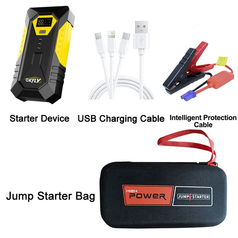 GKFLY 2000A سيارة الانتقال كاتب 18000mAh المحمولة قوة البنك الطوارئ بدء جهاز بطارية السيارة الداعم المغفل للديزل البنزين