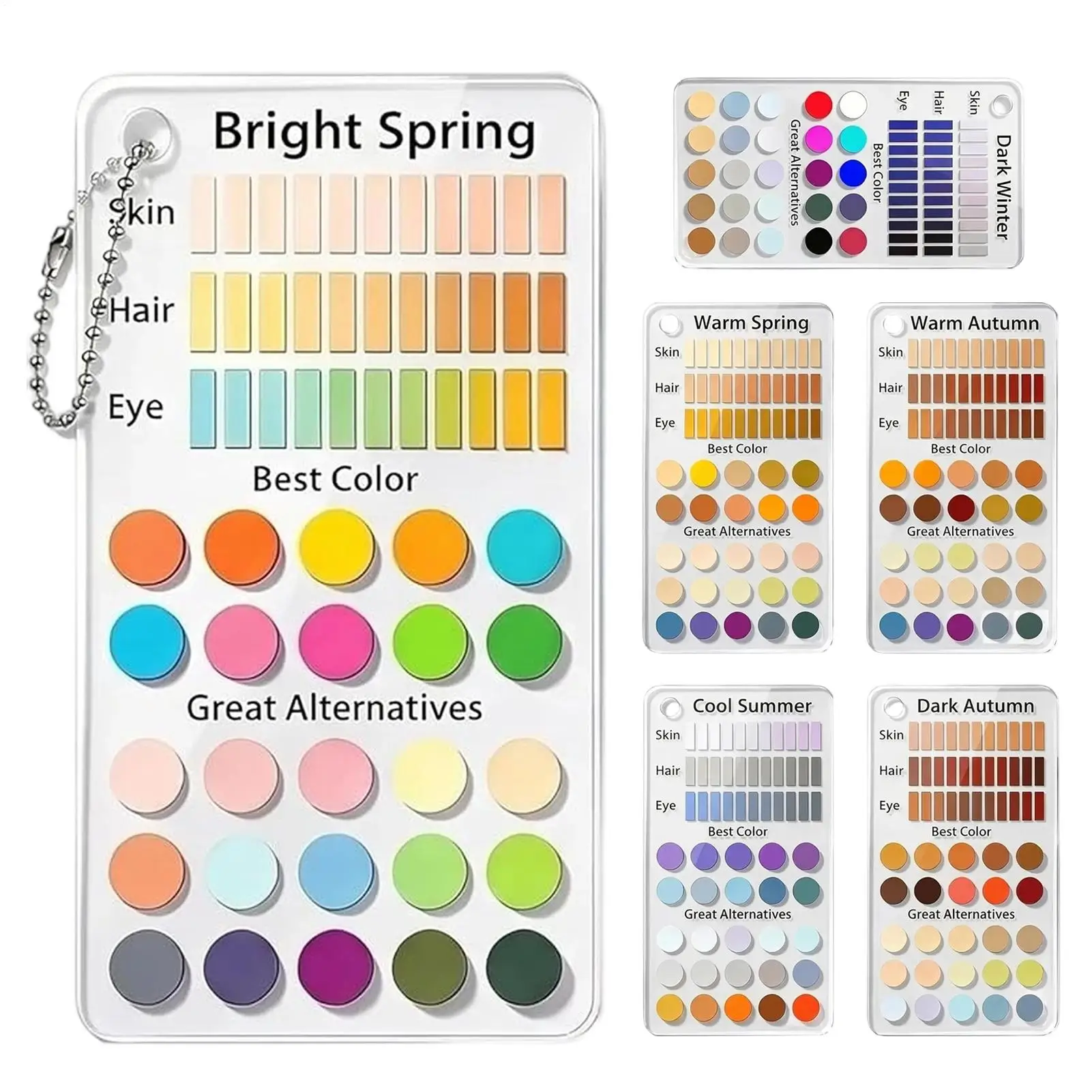 Color Analysis Kit Cards 6-Piece Acrylic Matching Seasonal Palette Deep Autumn Color Palette For Home Office School Art Fashion
