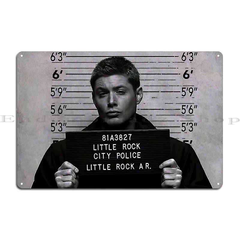 Supernatural Dean Winchester Mugshot Metal Plaque Poster Bar Cinema Wall Decor Garage Personalized Tin Sign Poster