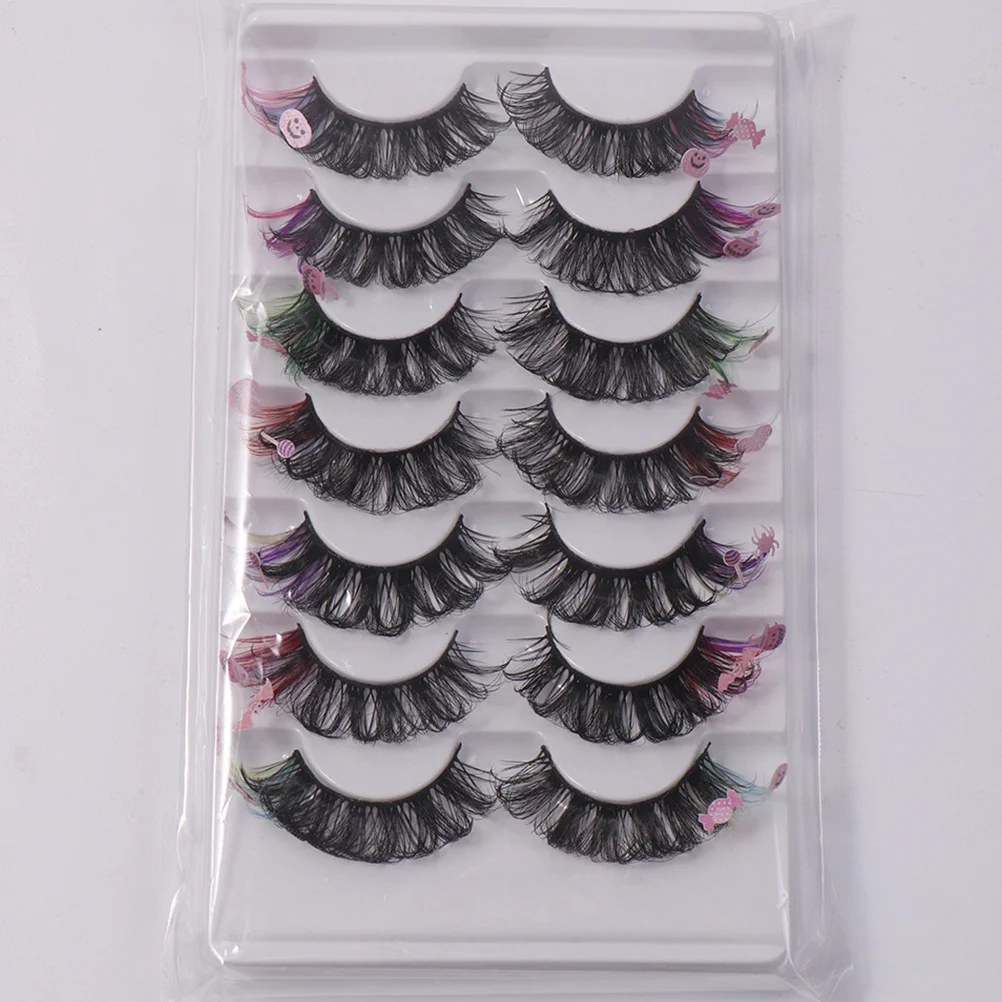 7Pairs Color Lashes with Vibrant Fake Eyelashes Thick for Cosplay Daily Wear Enhanced Eye Charm Women Gift Idea