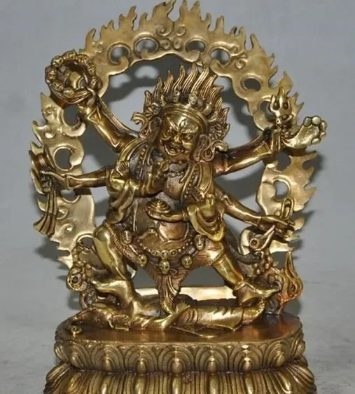 

Tibet Buddha Perunggu Emas 22Cm/9 "6 Lengan Vajra Mahagala Dewa Buddha Ganesha Patung