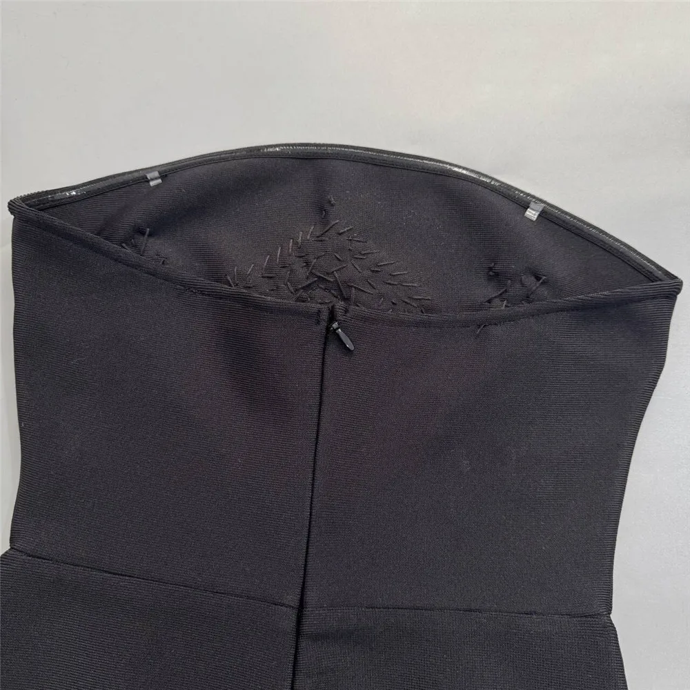 2026 Sommer Neues Luxuriöses Strass-Bandage-Kleid Damen Perlenbesetztes Trägerloses Elegantes Kleid mit Schal – Detail 11