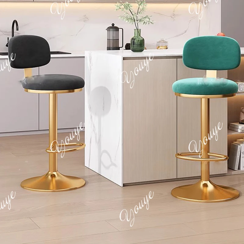 

R Барные стулья с высоким акцентом, длинные стойки регистрации, дизайнерские розовые ресторанные золотые металлические барные стулья, дизайнерский туалетный столик Cadeirasalon