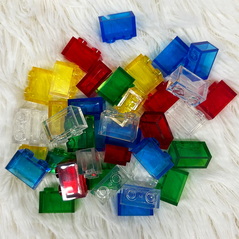 Petits briques granulaires transparentes, blocs de construction colorés 1x2, pièces classiques en vrac, accessoires, 40 pièces/sac