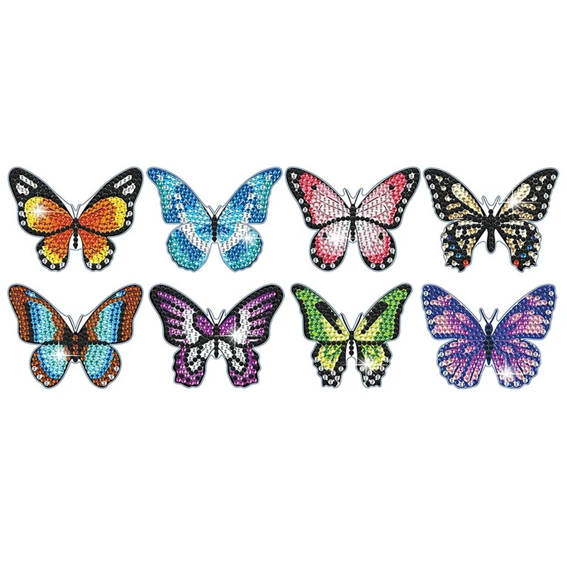 8Pcs Diamond Painting Set For Garden Decor,Butterfly Stakes Diamond Art,Butterflies For Crafts