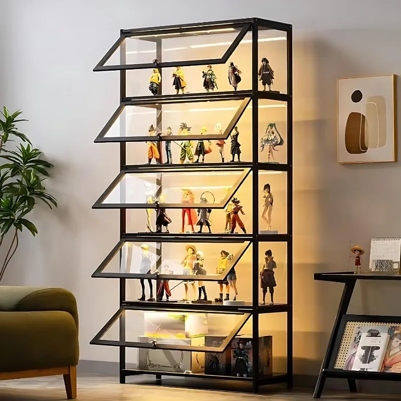 

Curio Display Cabinet, 5-Tier Storage Shelves with Acrylic Glass Door, Collectibles Toy Organizers Rack & Display Shelf, Kids Bo