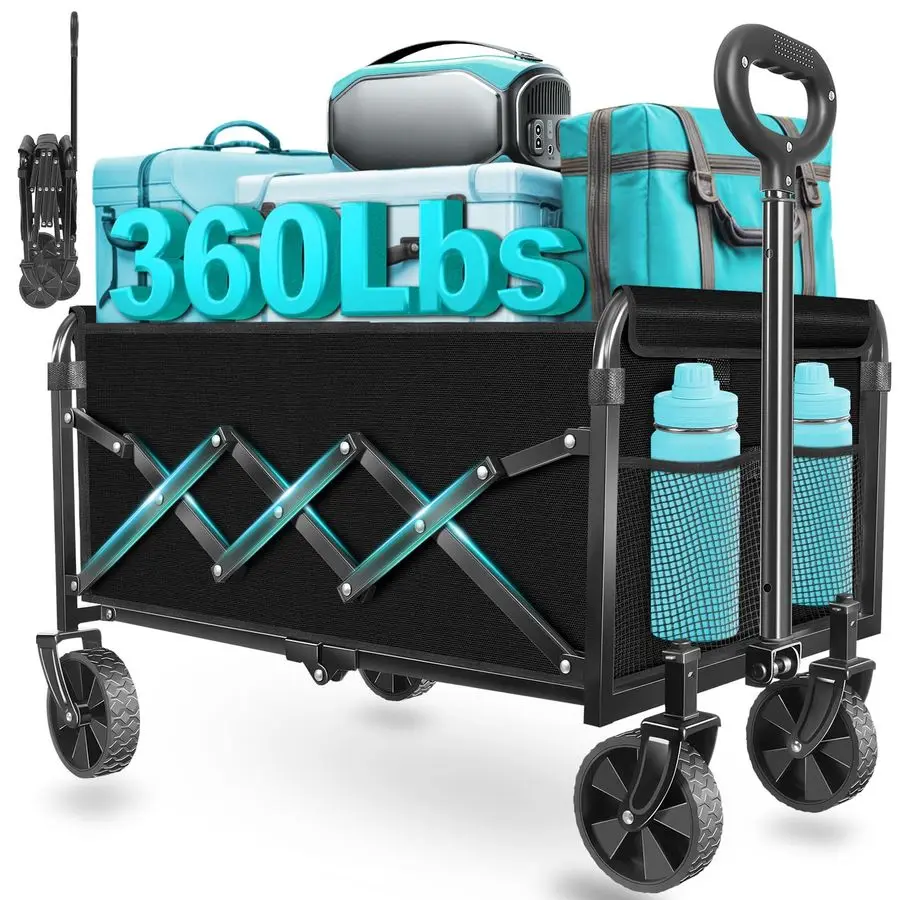 

Wagons Carts Foldable, Collapsible Wagon with Wheels u2014 Durable Foldable Wagon for Groceries,Picnic Pets, Small Hauls, Apart