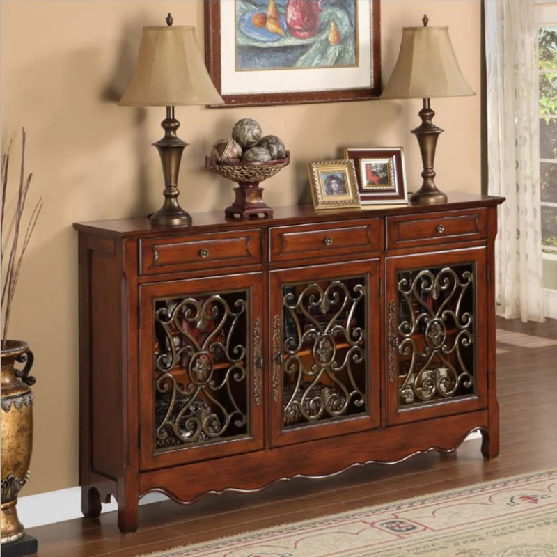 American European Country Retro Solid Wood Hand-Painted High-end Furniture Multi-layer Shoe Rack Storage