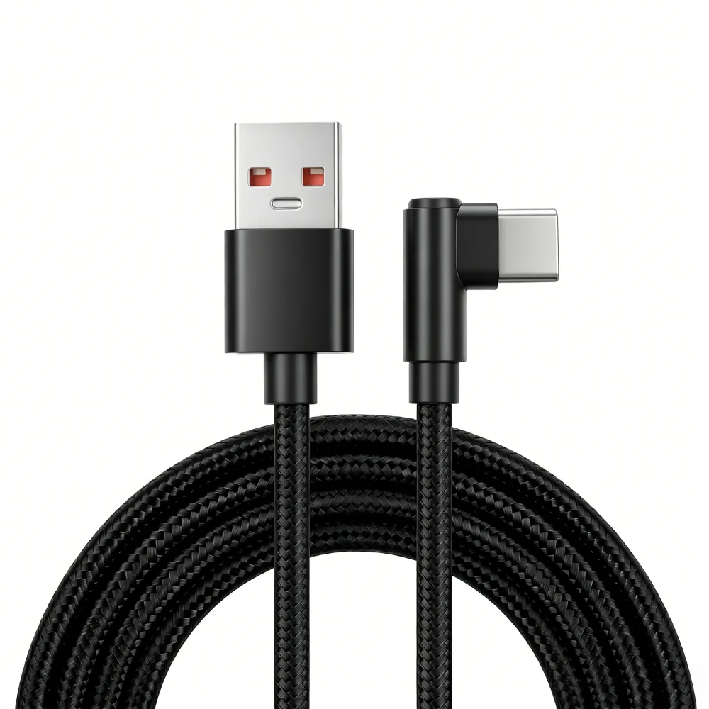 Braid 90 Degrees 0.25m/0.5m/1m/2m 4A Quick Charger Elbow USB A to Type C  Cord PD Cable For iPhone Samsung Huawei Xiaomi Macbook