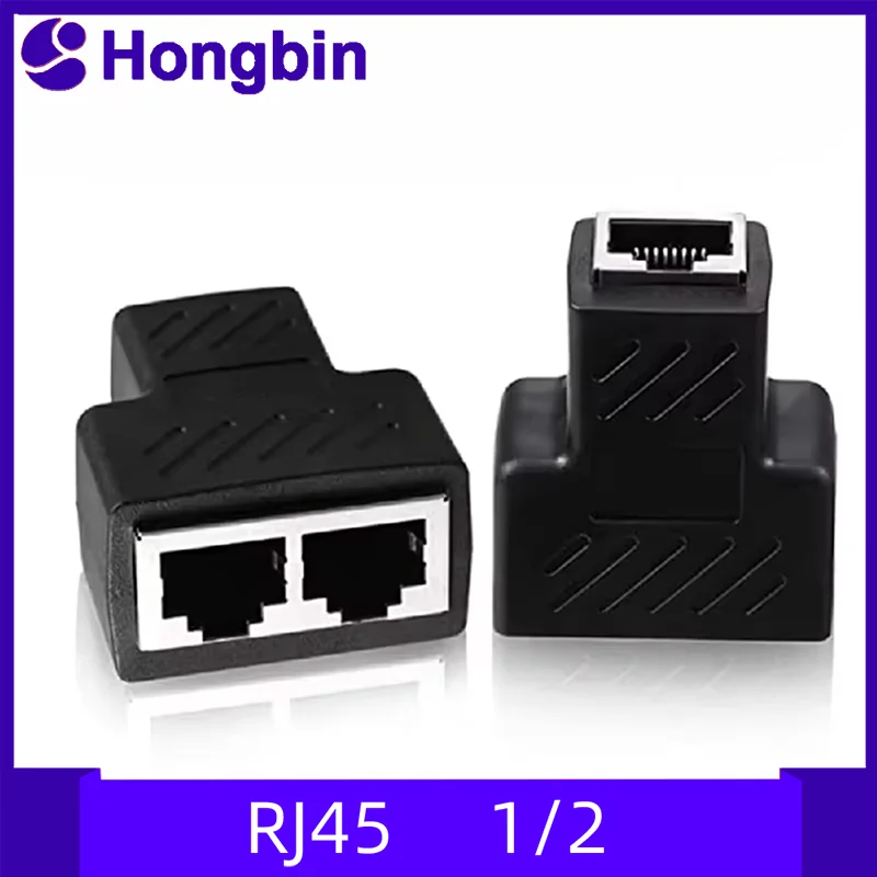 Splitter Adapter, RJ45 1 to 2 Network Connector, Dual LAN Ethernet Socket Extension plug Cable suitable for Cat5 Cat5e Cat6 Cat7