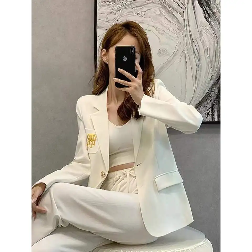 Letter Embroidered Suits Tops For Women's 2023 High-end Blazers Coat Temperament Elegant Business Female Clothing Slimming 