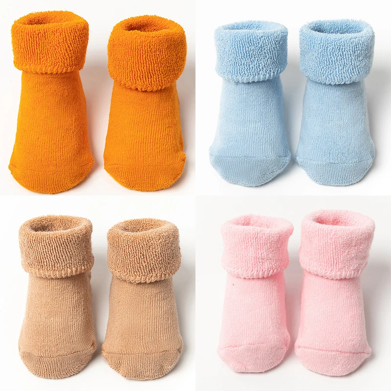 Winter Thickening Warm Baby Socks Solid Color Cotton Newborn Floor Socks for Girls Boys Toddler Infant Anti-slip Socks 0-3Years