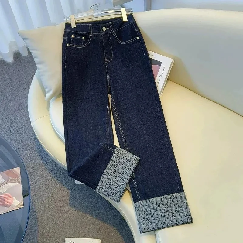 

Korean Straight Jeans Women's 2025 New High Waist Ladies Wide Legs Spring Summer Casual Loose All-Match Pants Female Trousers