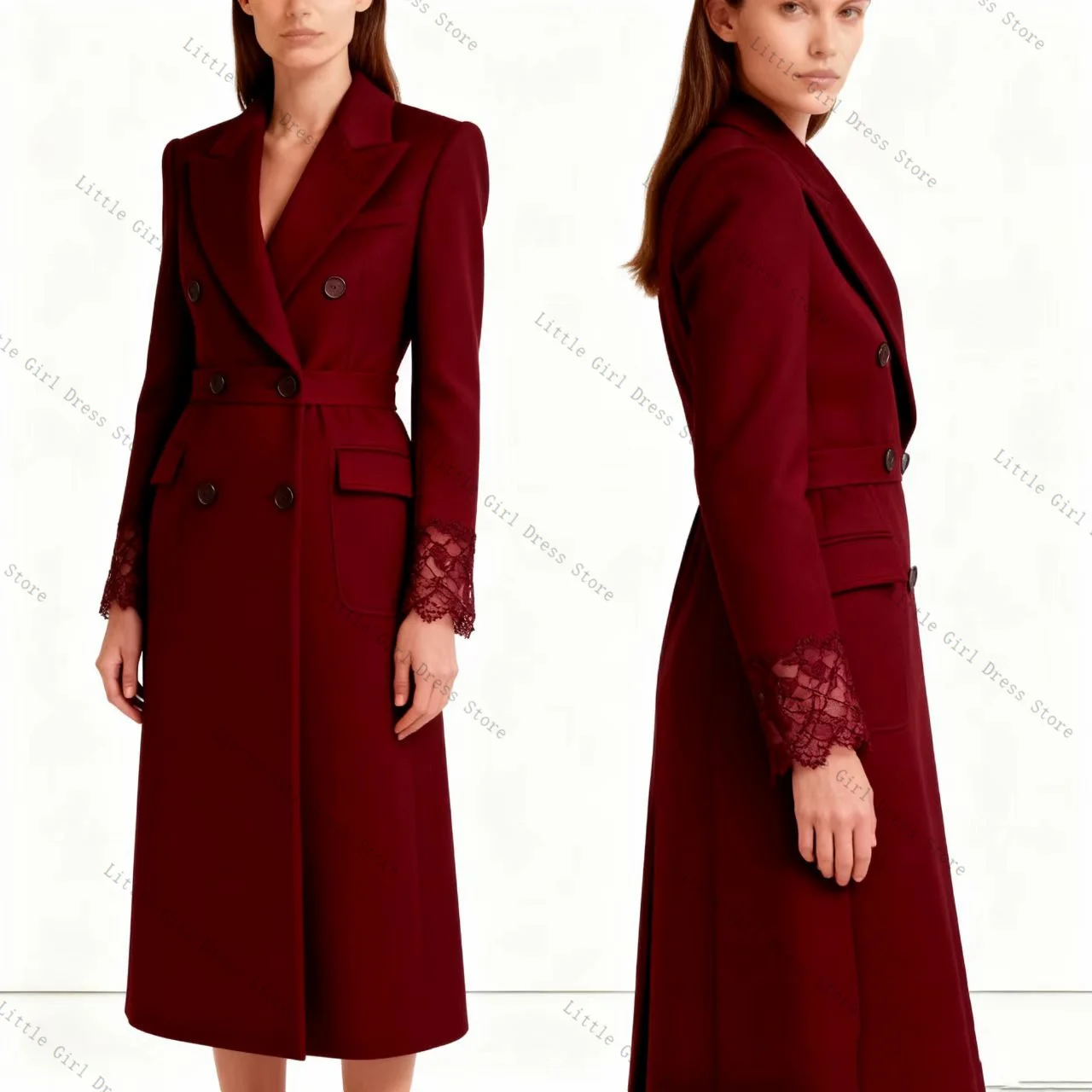 

Dark Red Women Suit 1 Piece Long Blazer Prom Dress Cotton Formal Office Lady Jacket Party Guest Wedding Bride Coat Customized
