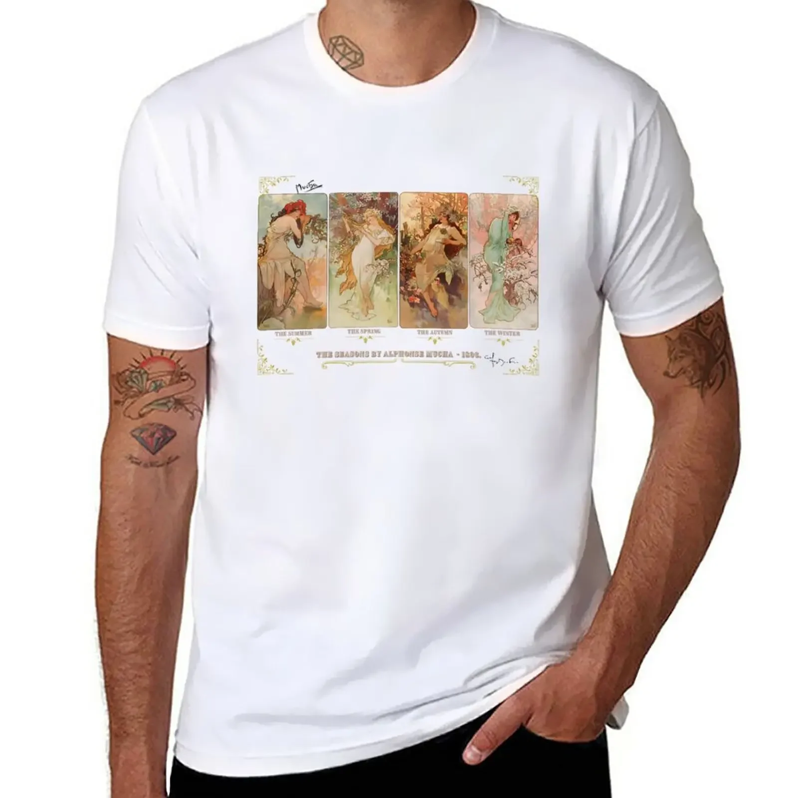 New The seasons by Alphonse Mucha T-Shirt blacks cheap stuff customs quick-drying men t shirts