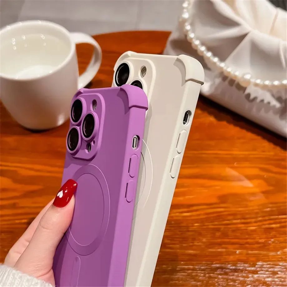 Luxuriöse magnetische kabellose Ladung für Magsafe-Telefonhülle für iPhone 17, Air 16, 15, 14, 13, 12, Pro Max, stoßfeste Silikon-Stoßstangenabdeckung – Detail 6