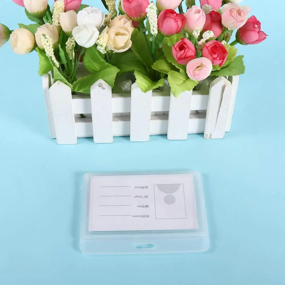 School Supplies Name Tag Transparent Plastic Card Sleeve Employee ID Card Holder Name Card Cover Badge Holder Bank Card Holder