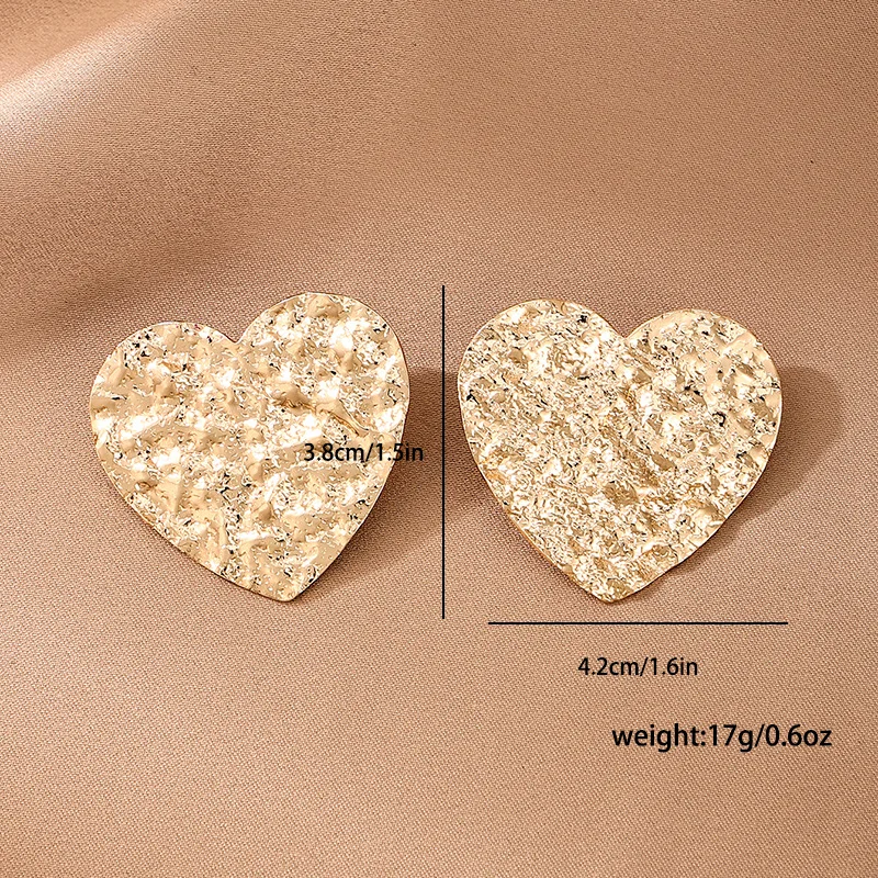 Stud Earrings For Women Metal Irregular Concave Convex Heart Shape Ear Accessories Holiday Party Gift Fashion Jewelry BE462