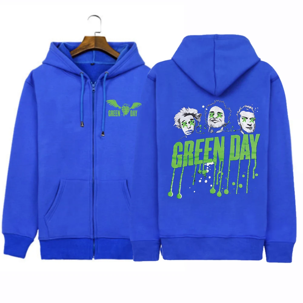 Hot Green Day Saviors Band  2024 Tour Zipper Hoodie Harajuku Hip Hop Pullover Tops Sweatshirt Streetwear