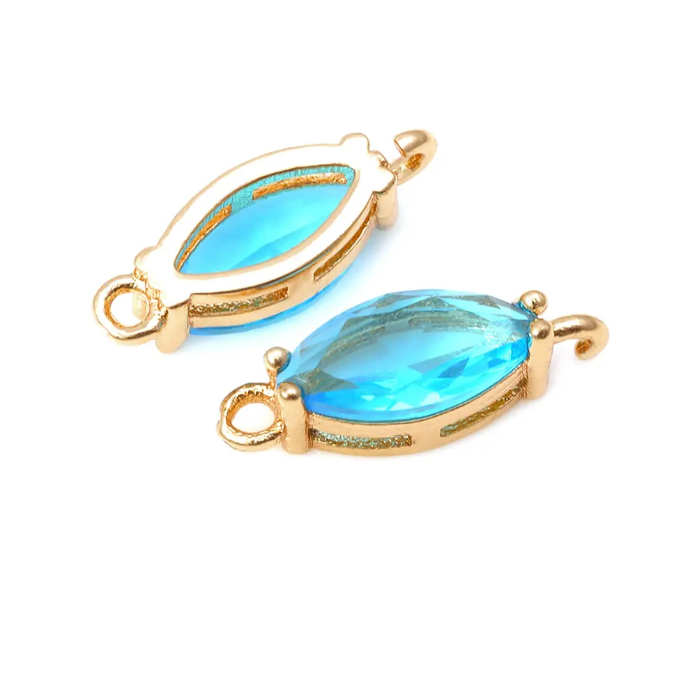 10PCS 18K Gold Color Brass Zircon 2 Holes Horse Eyes Connect Charms Pendants High Quality Diy Necklace Earrings Jewelry Making view 2