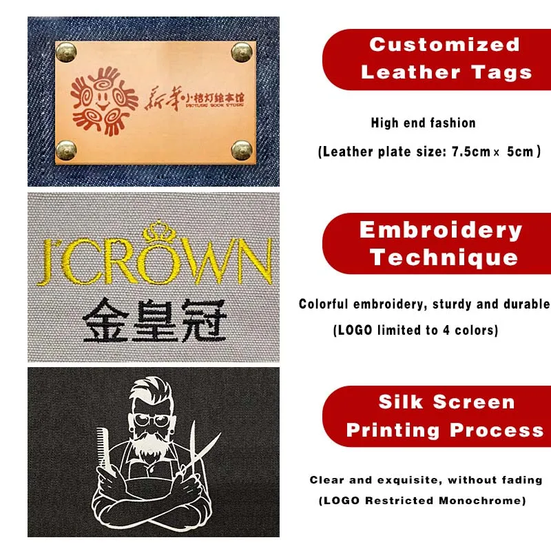 Custom Embroidery Printing Logo Waterproof Apron Men Women Kitchen Chef Baking Pockets Adult Restaurant Manicurist Nails Apron