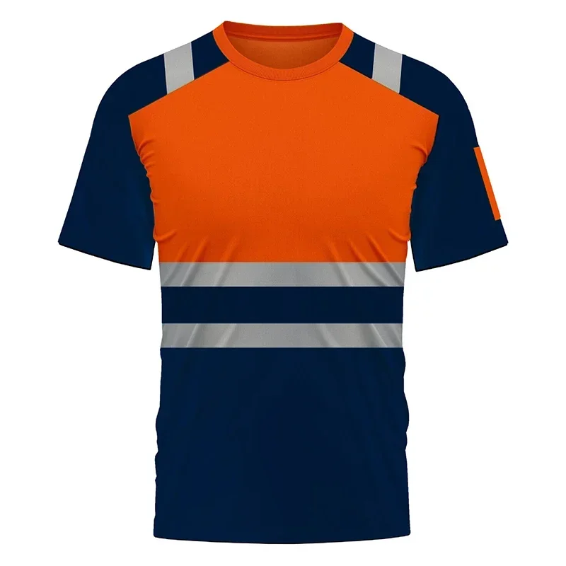 High Visibility Safety Work Shirts Summer Breathable Work T Shirt Reflective T-shirt Quick Dry Hi Vis Shirts Large 2xS-5XL
