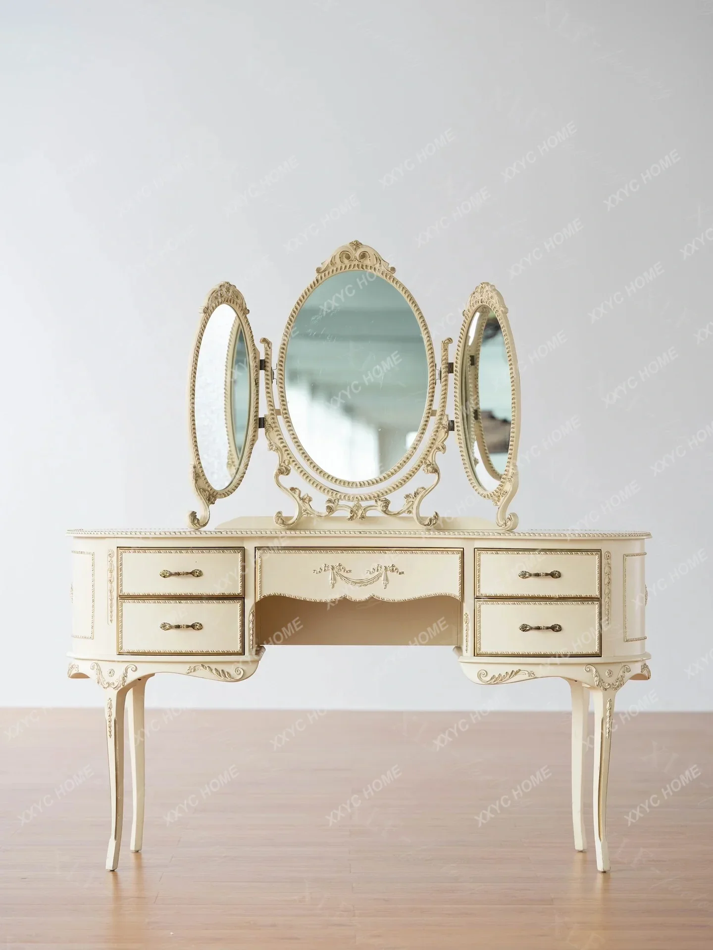 

YYYAesthetic Girls Vanity Table Mirror Storage White Vanity Table Makeup Drawers Penteadeira De Maquiagem Bedroom Furniture