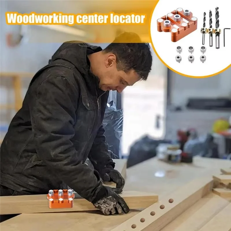 

ABUI-Wood Dowel Drilling Positioning Guide - Accurate Center Jig For Straight Holes Hand Drill Guide For Professionals