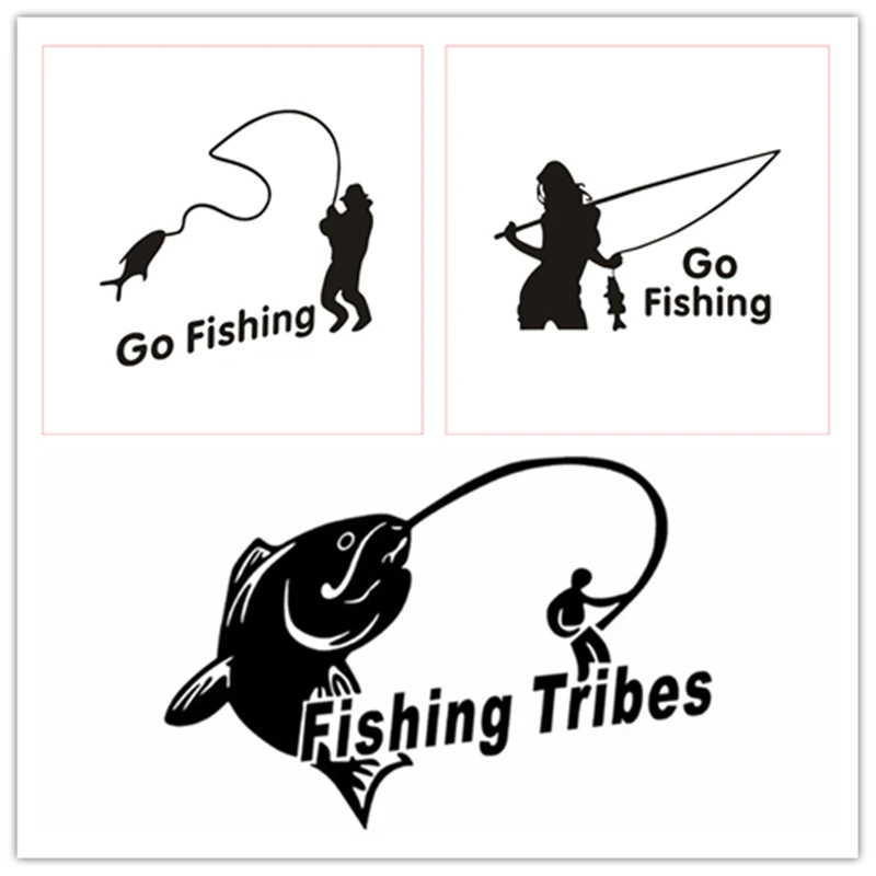 Car Styling Stickers Cool-cool Girl Boy Go Fishing Vinyl Decals Auto Motorcycle Windscreen Door Window Glass Decorative Films