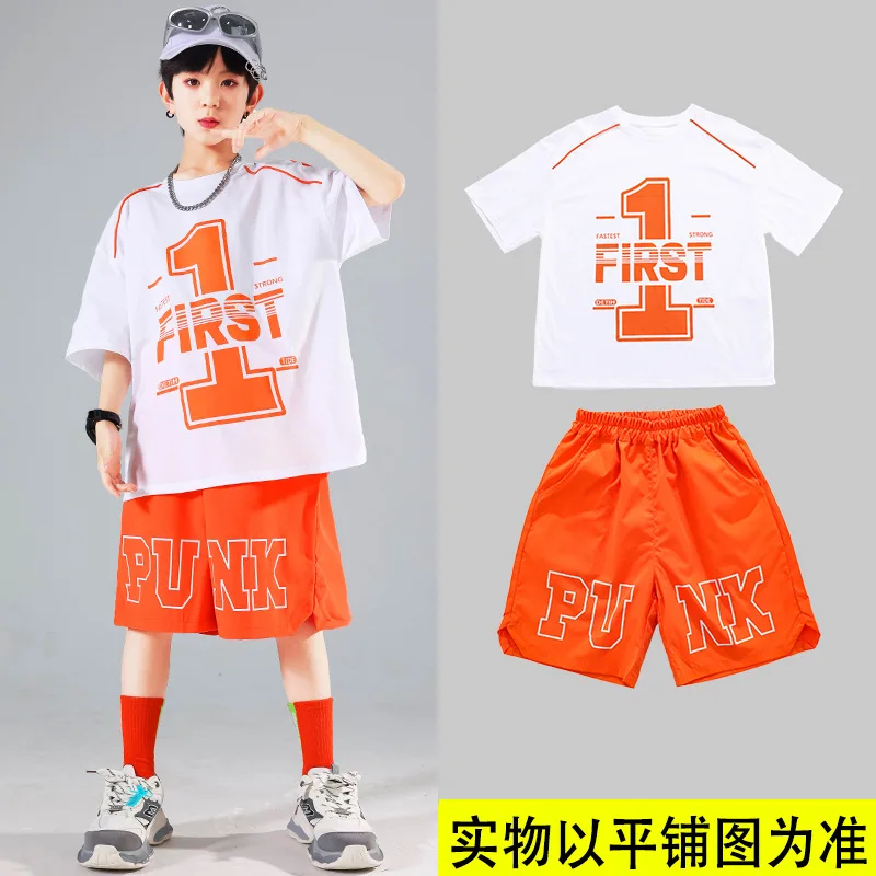 ชุดเสื้อผ้าฮิปฮอปสำหรับเด็ก เสื้อกั๊กสีพื้น เสื้อยืด กางเกงขาสั้น กางเกงคาร์โก้ ชุดเต้นสตรีทแดนซ์สำหรับเด็กผู้ชาย ชุดเต้นแจ๊สและโมเดิร์นแดนซ์สำหรับเด็กผู้หญิง