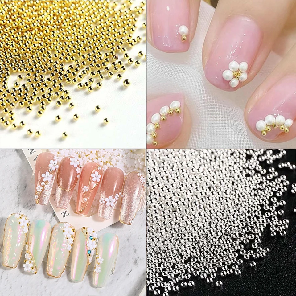 12 compartimientos mini cuentas caviar decoración de arte de uñas metal oro/plata micro bolas imán para uñas 0.5~3mm joyería de uñas 4