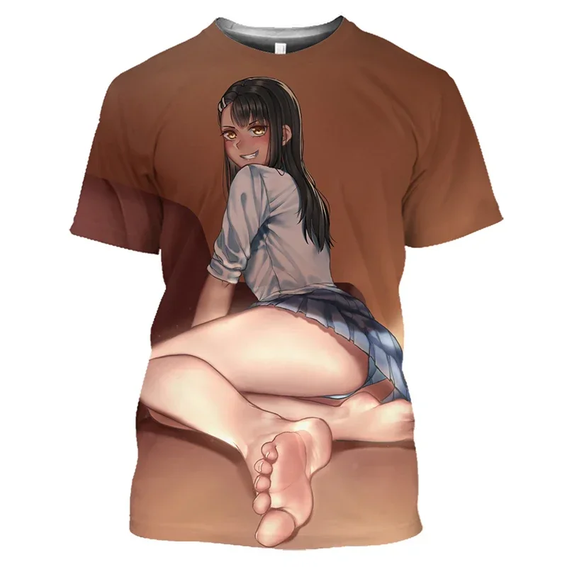 Nagatoro Hayase Kawaii Loli T Shirt Men Otaku T-shirt 3D Hentai Sexy Ahegao Anime Y2k Tops for Exposed Bikini Cosplay Tee Shirts