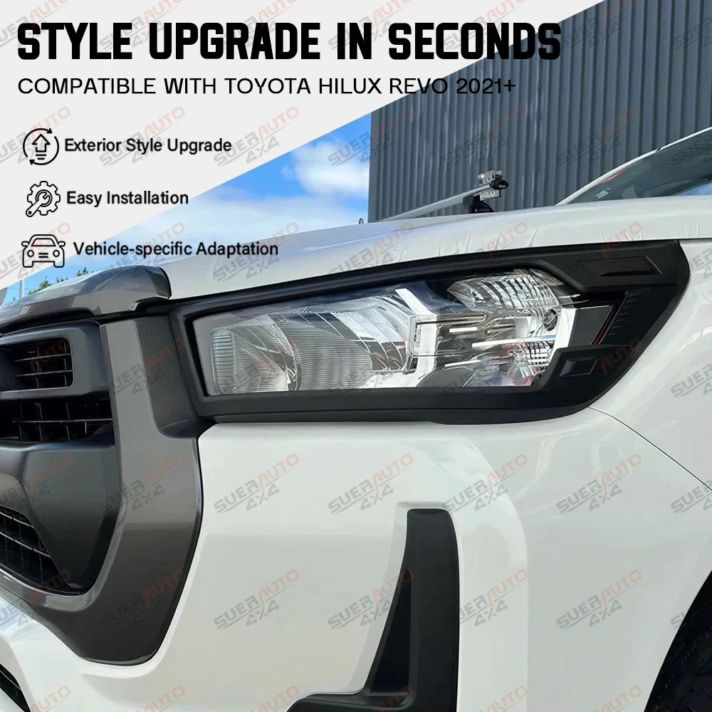 ABS Light Cover Trims Surround Cover For Toyota Hilux Revo 2021-2025 Headlight Tail Light Cover Car Accessories view 6