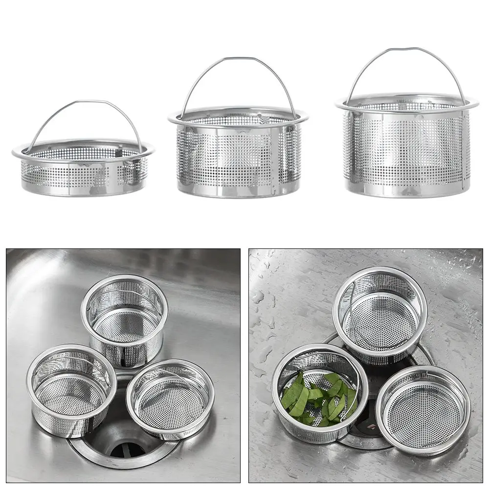 Kitchen Tool Cleaning Water Sink Plug Stuff Cover Stainless Steel Colander Food Hair Stopper Plug Filter Basket Sink Strainer