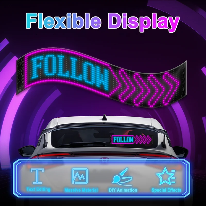 RGB Programmable Flexible LED Matrix Panel for Business Car Shop Bar Festival Advertising Scrolling Animation Text Display