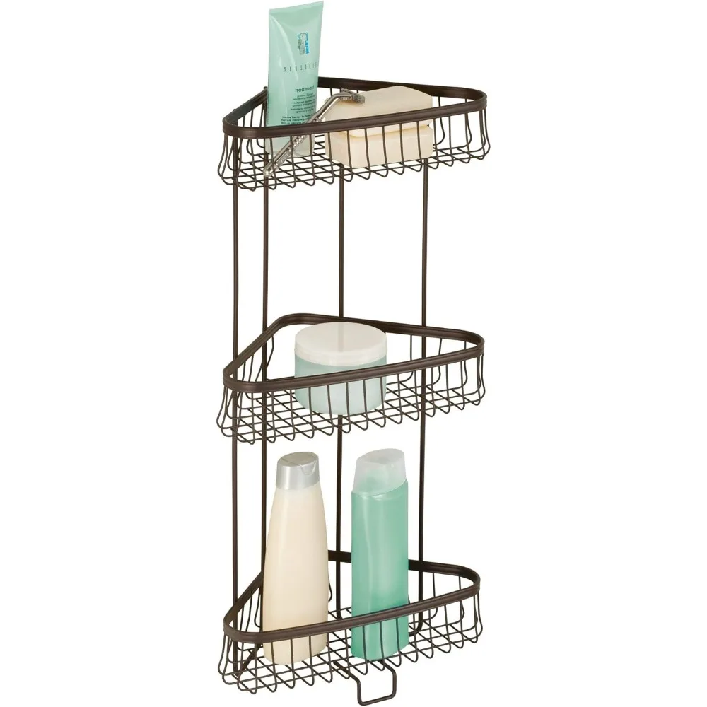 

Metal Wire Corner Standing Shower Caddy Bath Shelf Baskets for Towels, Soap, Shampoo, Lotion, Accessories