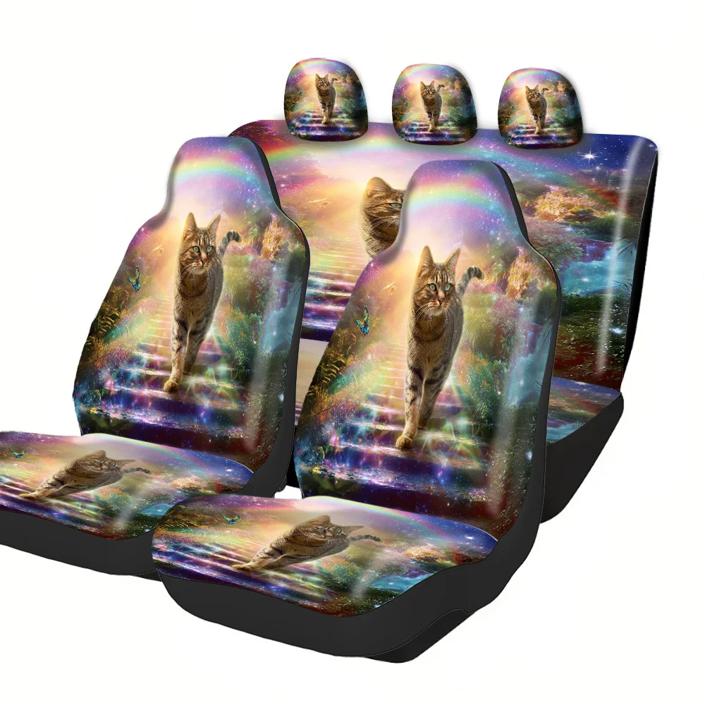 

Комплект чехлов для автомобильных сидений на 2-5 мест, черный принт с изображением боевого коня, легко устанавливаются и можно стирать, подходят для грузовиков, нескользящие, впитывающие влагу, моющиеся.