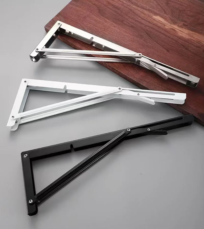

Heavy Duty Triangle Folding Shelf Brackets 22inch/24inch Collapsible DIY Wall Mounted Work Bench Table Hinge for Home & Garden