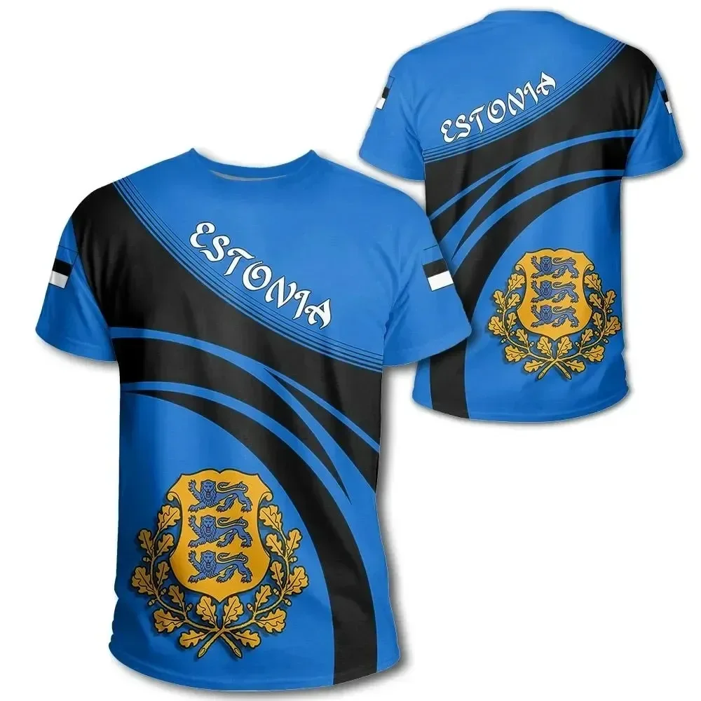 Fashion New Estonia Flag Graphic 3D Printed T-shirt Estonia Emblem Men’s Sports Tops  National Day Gifts Personalized Tee