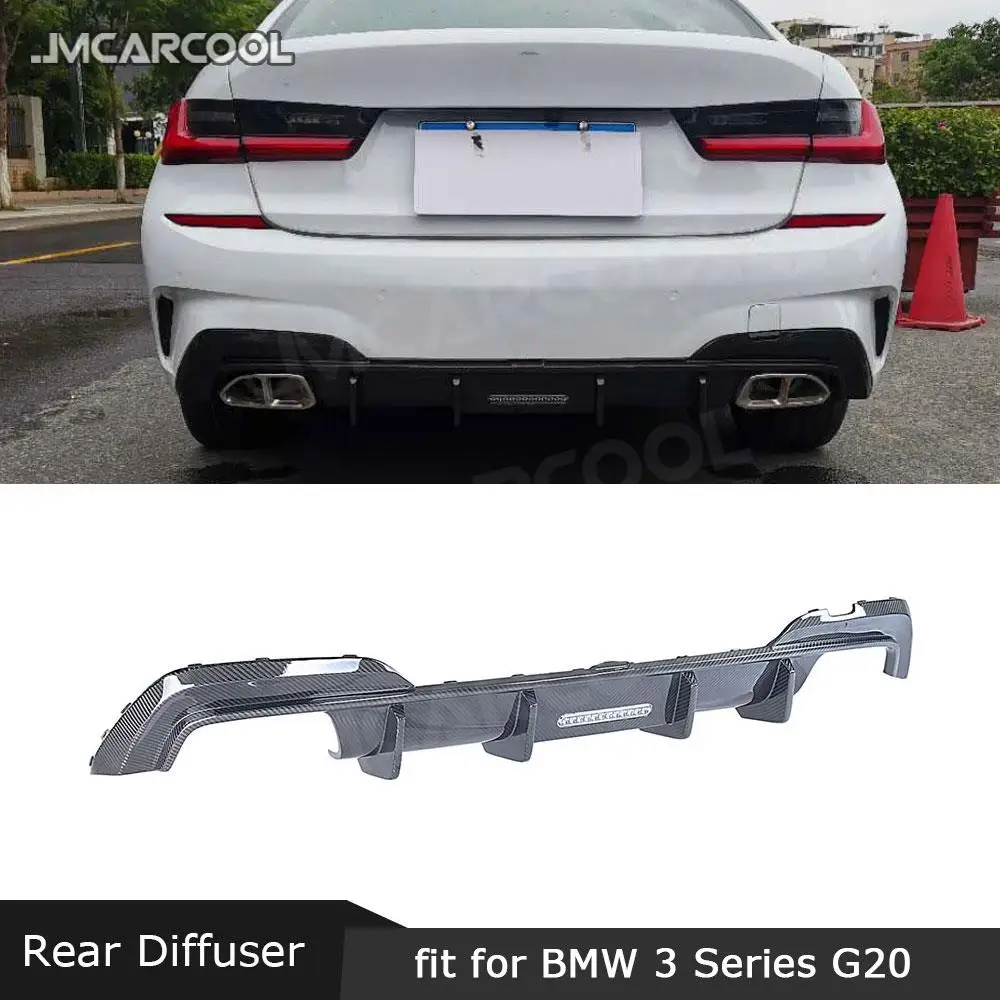 

JMCARCOOL For 3 Series Dry Carbon Fiber Rear Bumper Lip Diffuser Cover For BMW G20 325i 2019 2020 Diffuser Skid Spoiler