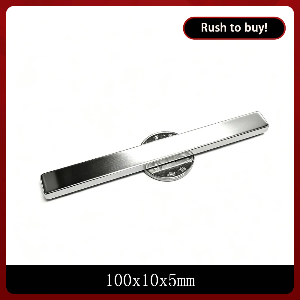 100x10x5 mm Powerful Block Magnets 100mmX10mm N35 Super Neodymium Magnet 100x10x5mm Permanent NdFeB Magnets 100*10*5 mm