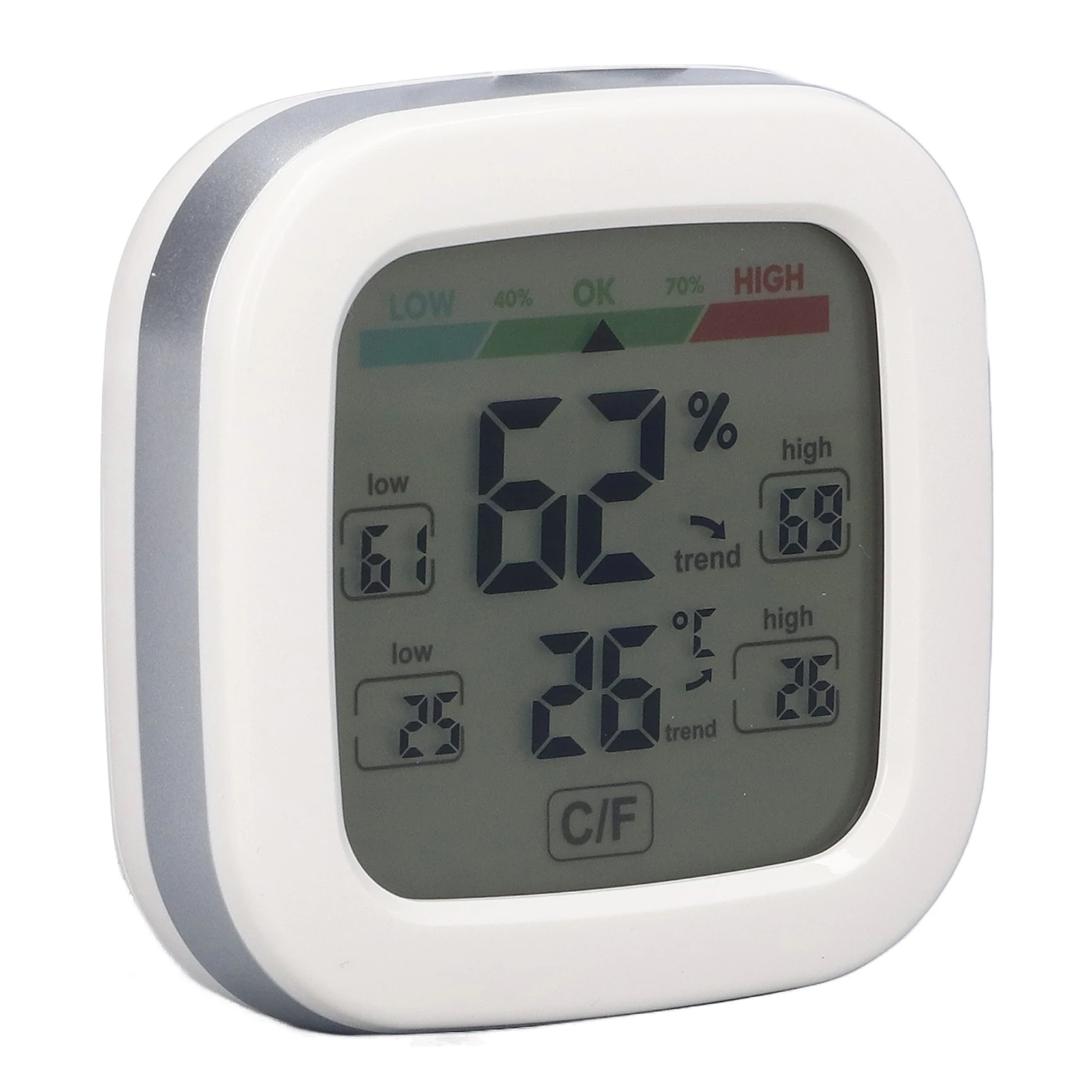 Room Thermometer with Color Screen, Highest Lowest Humidity Display, High Accuracy Humidity Sensor, 7 x 7cm Size, ABS Material,