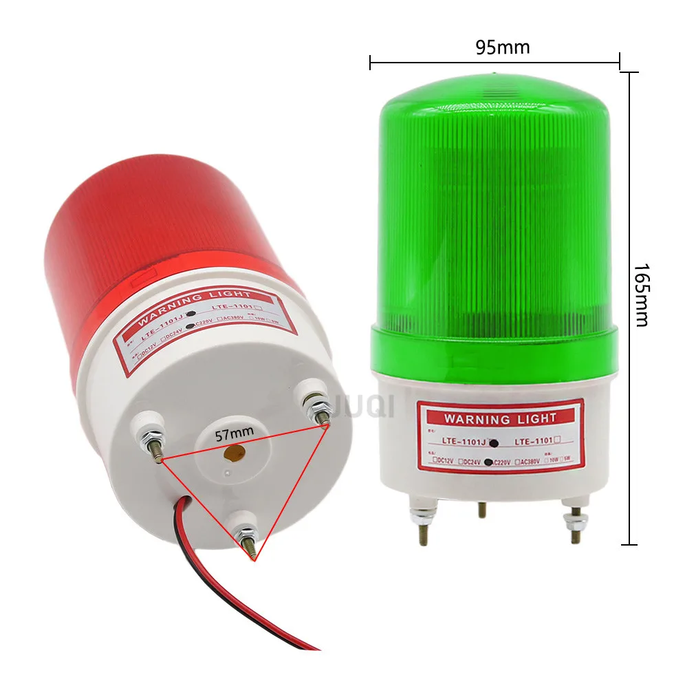 LED-1101J เสียงหมุนหมุน LED Strobe Alarm โคมไฟไซเรนสีเหลืองสีฟ้าสีแดงสีเขียว LED Light 12V 24V 110V 220V