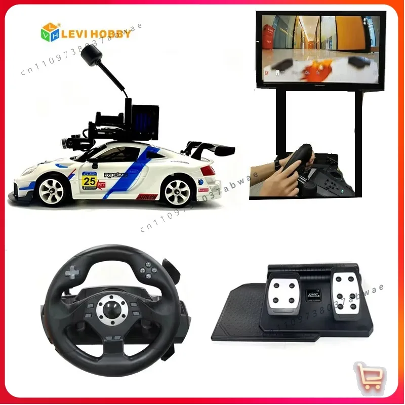 Mini Me Racing for Adult 4WD Drifting 1:28 Scale RC Car with FPV Camera Metal Expert Steering Wheel & Pedal Simulator Controller